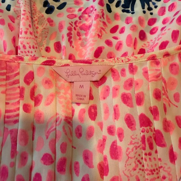 Lilly Pulitzer Marilina Tunic Top Raz Berry Heart & Sole Size Medium - Picture 5 of 9